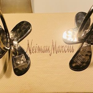 (2) Boxed Silver Hammered Butterfly Napkin Rings by Neiman Marcus